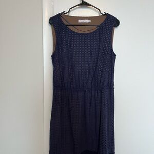 Foley Navy Sleeveless Faux Suede Dress